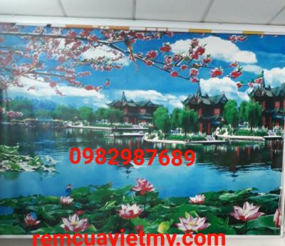 Rèm cuốn tranh hoa H82