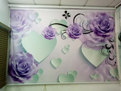 Rèm cuốn tranh hoa hồng tím