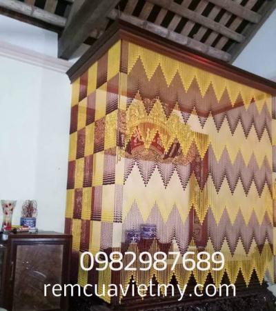 Rèm giọt nước nâu cà phê vàng phòng thờ