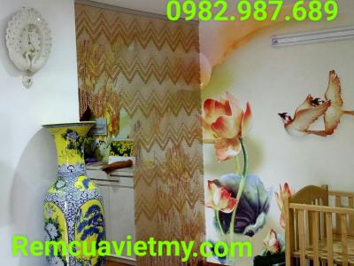 Rèm hạt nhựa hô lô vàng phòng khách