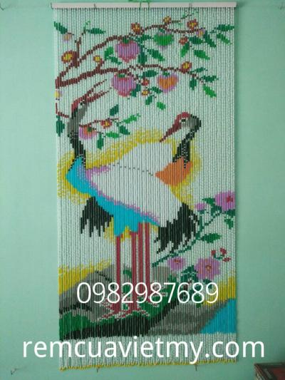 Rèm hạt nhựa kết tranh con hạc K5