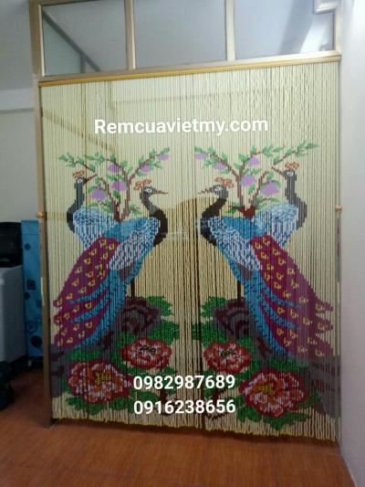 Rèm hạt nhựa kết tranh Đôi Công 04
