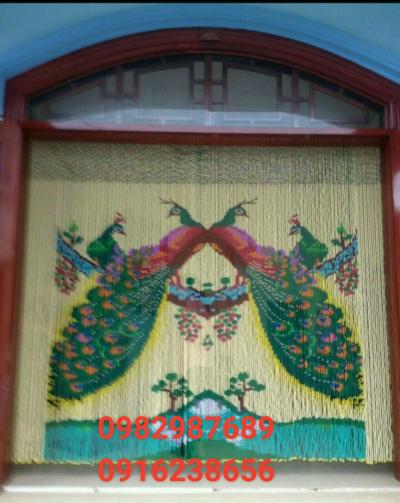 Rèm hạt nhựa kết tranh Đôi Công ghép