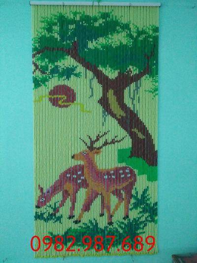 Rèm hạt nhựa kết tranh đôi nai 08