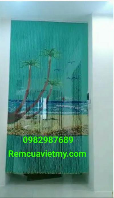 Rèm hạt nhựa kết tranh hình cây dừa
