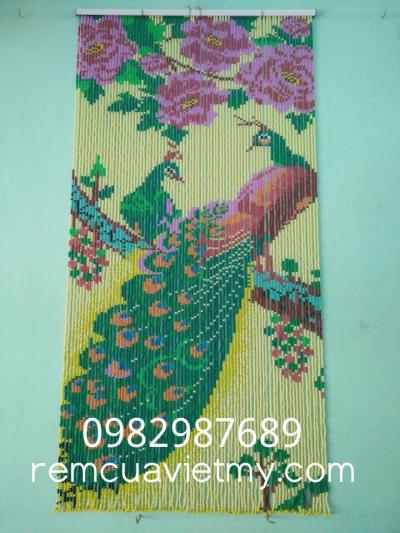 Rèm hạt nhựa kết tranh hoa, đôi công A1
