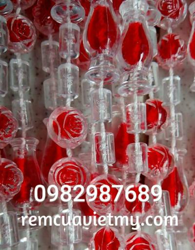 Rèm hạt nhựa lục bình đỏ - C002