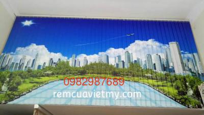 Rèm lá dọc in tranh Q2